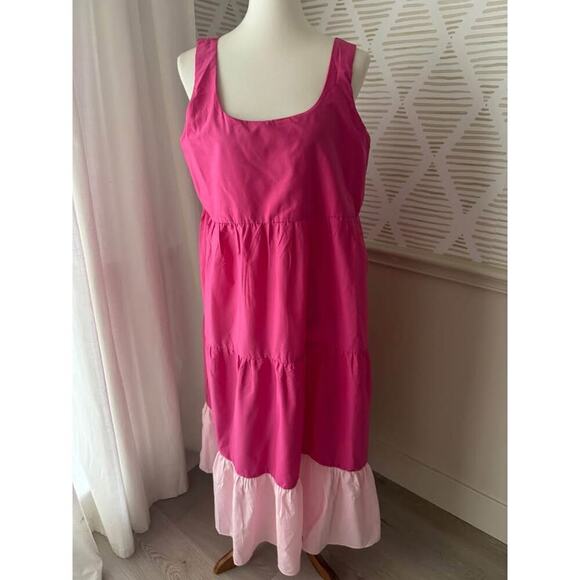 Bloomingdale’s Aqua Women’s Large Pink Tiered Maxi Tank Dress - Picture 1 of 4
